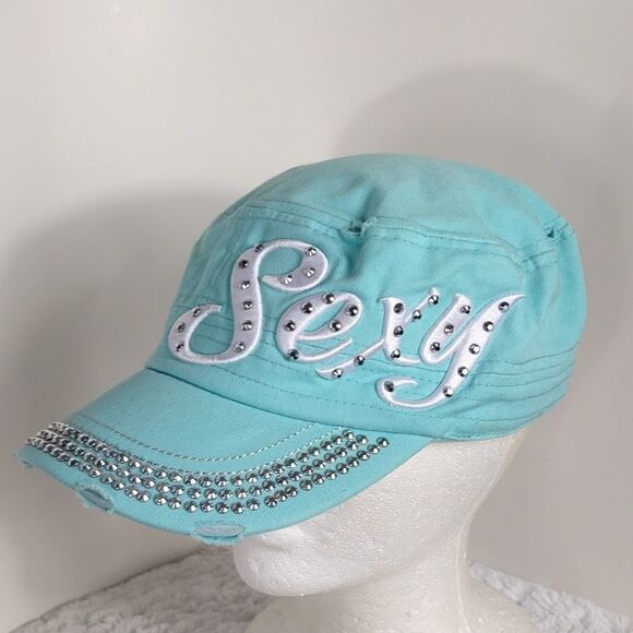 Premium "Sexy" Studded Distressed Woman's Cap - Picture 1 of 8
